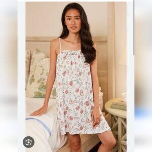 LAKE Pajamas nightgown pima ruffles mini adjustable pajamas Sz M - MSRP $86.00